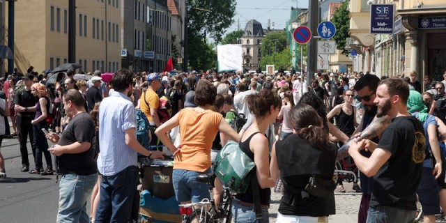 Protest gegen Naziaufmarsch in Dresden