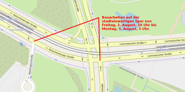 Mängelbeseitigung am Knotenpunkt Washingtonstraße/Kötzschenbroder Straße/Lommatzscher Straße