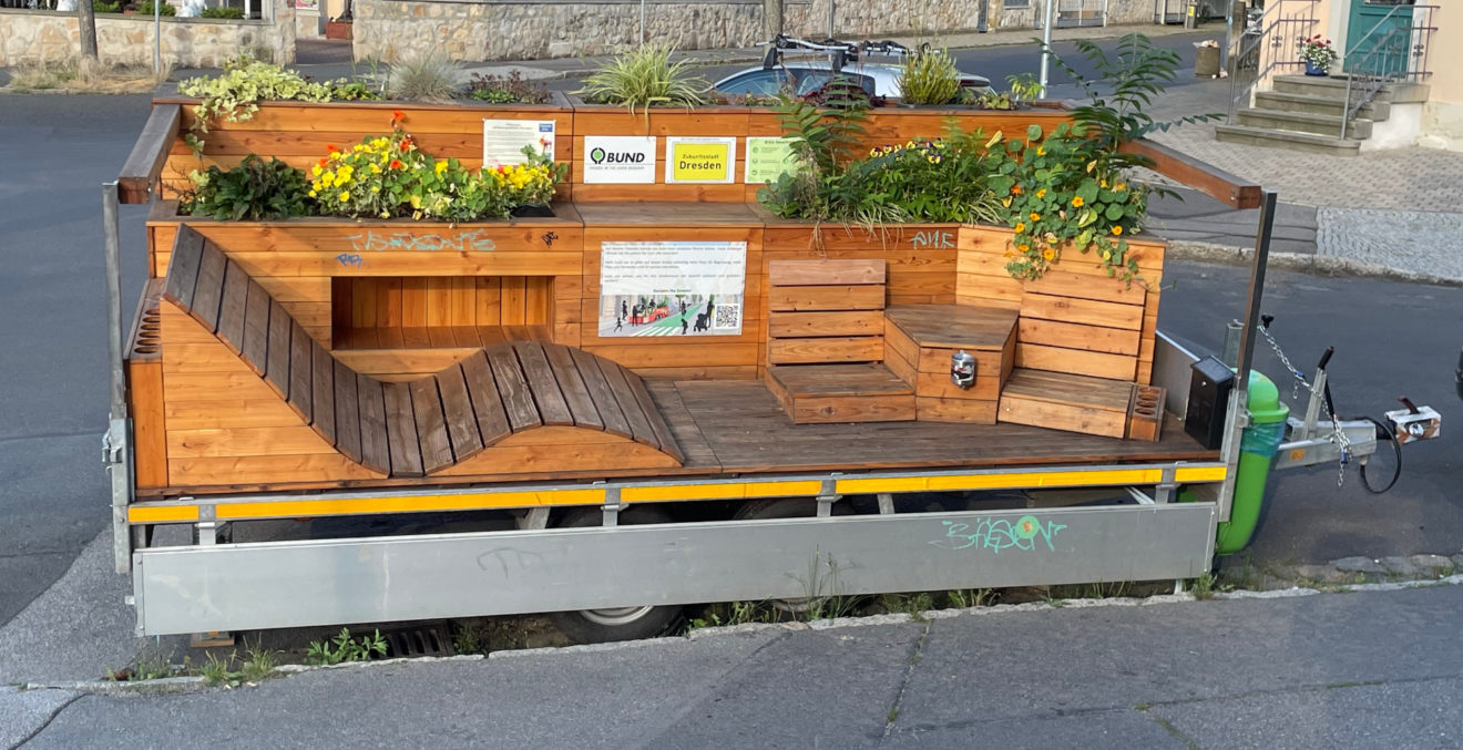 Mobiles Parklet macht für zwei Wochen in der Konkordienstraße Station