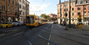 Straßenbahn auf der Leipziger Straße - Foto: Archiv W. Schenk