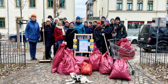 Müllsammel-Aktion im Januar auf der Torgauer Straße und Osterbergstraße - Foto: Schöner Pieschen