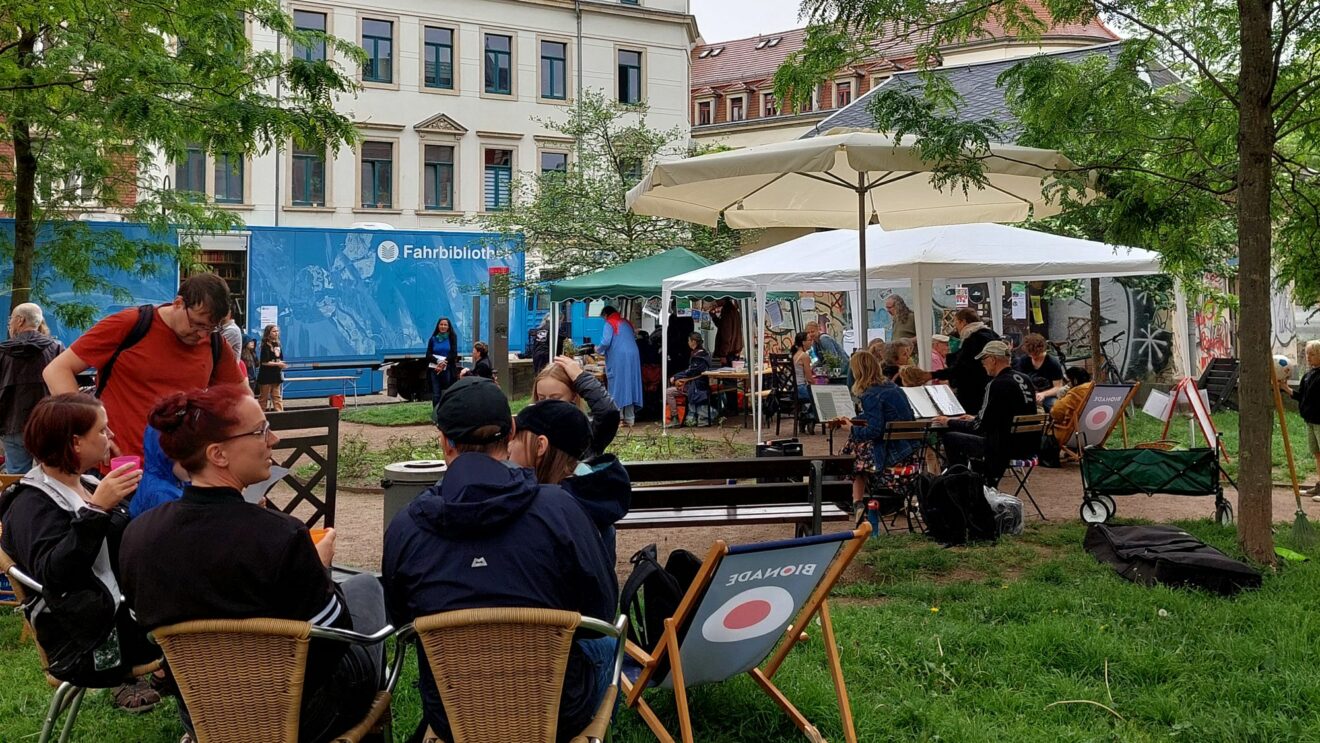 Nachbarschaftsbrunch am Konkordienplatz Anfang Mai. Foto: René Kaufmann