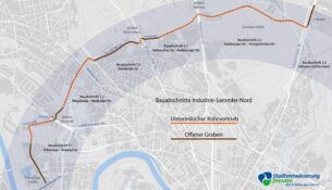 Industriesammler Nord: Die Bauabschnitte - Skizze: Stadtentwässerung Dresden