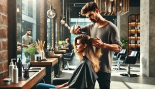 Friseur bei der Arbeit - Foto: KI