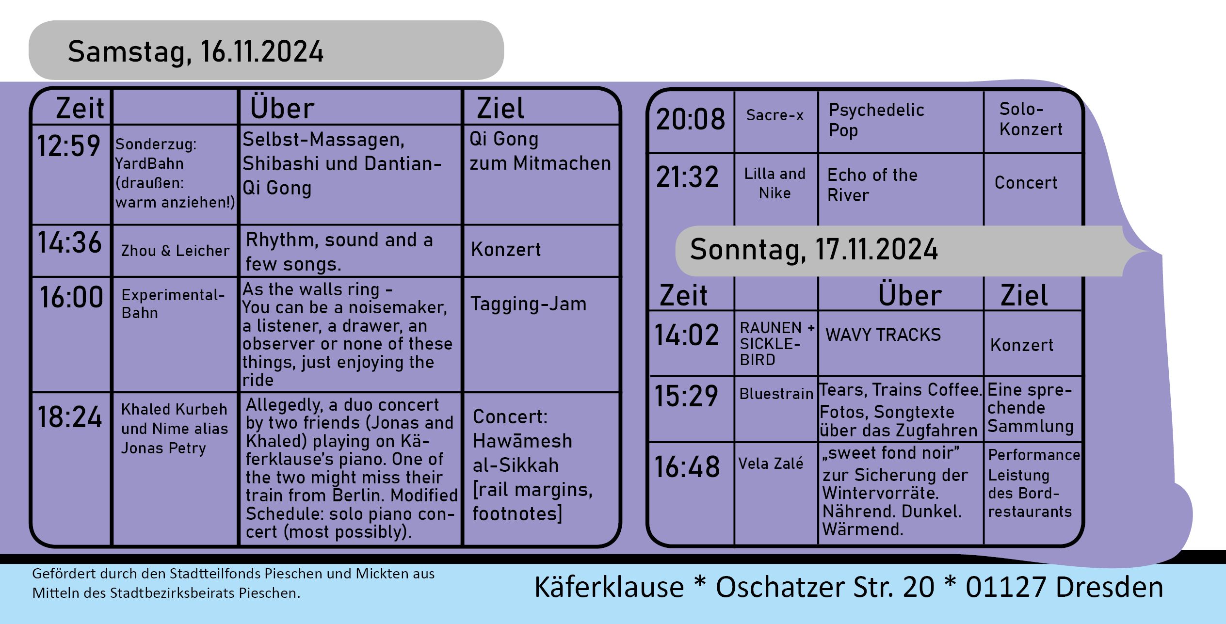 Programm für das zweite Klausefest in der Käferklause am kommenden Wochenende