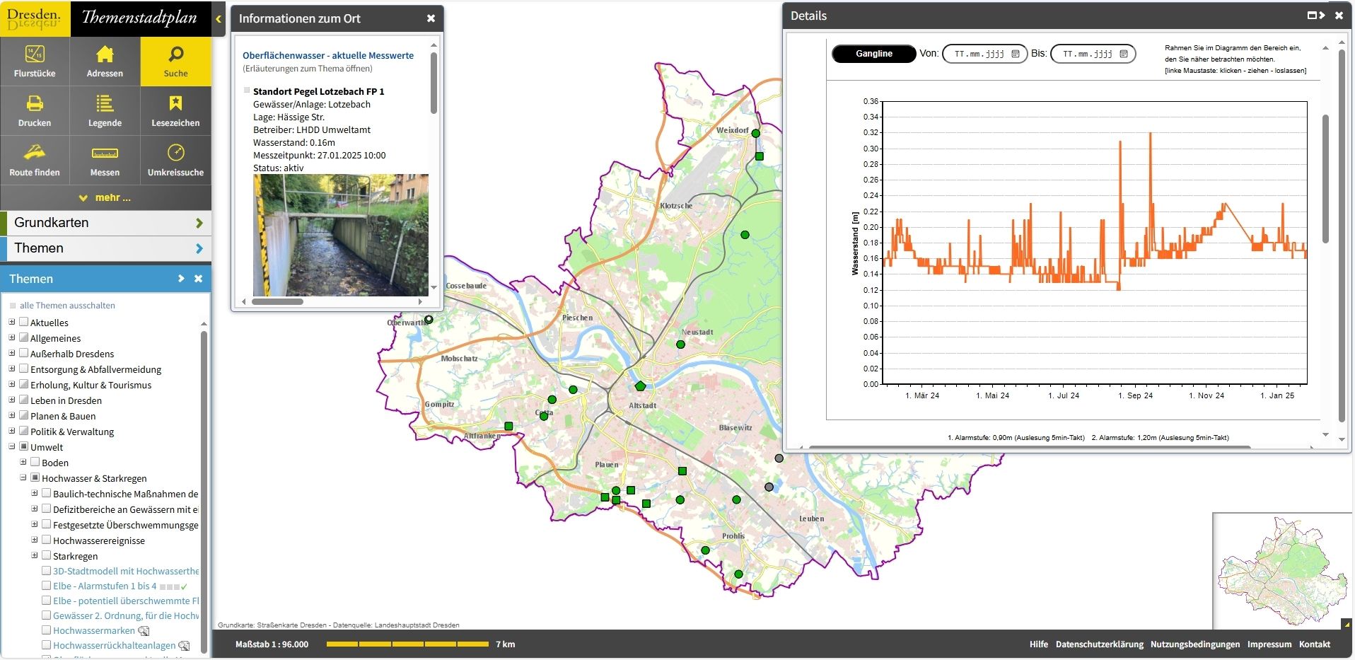 Screenshot des Themenstadtplans mit der neuen Funktion.