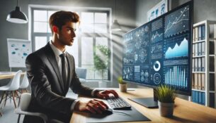 Ein Mann erstellt einen Beitrag mit Backlinks. Foto: KI