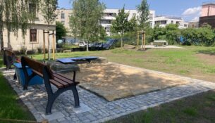 Neuer Sandkasten am Spielplatz an der Konkordienstraße - Foto: U. Sochor