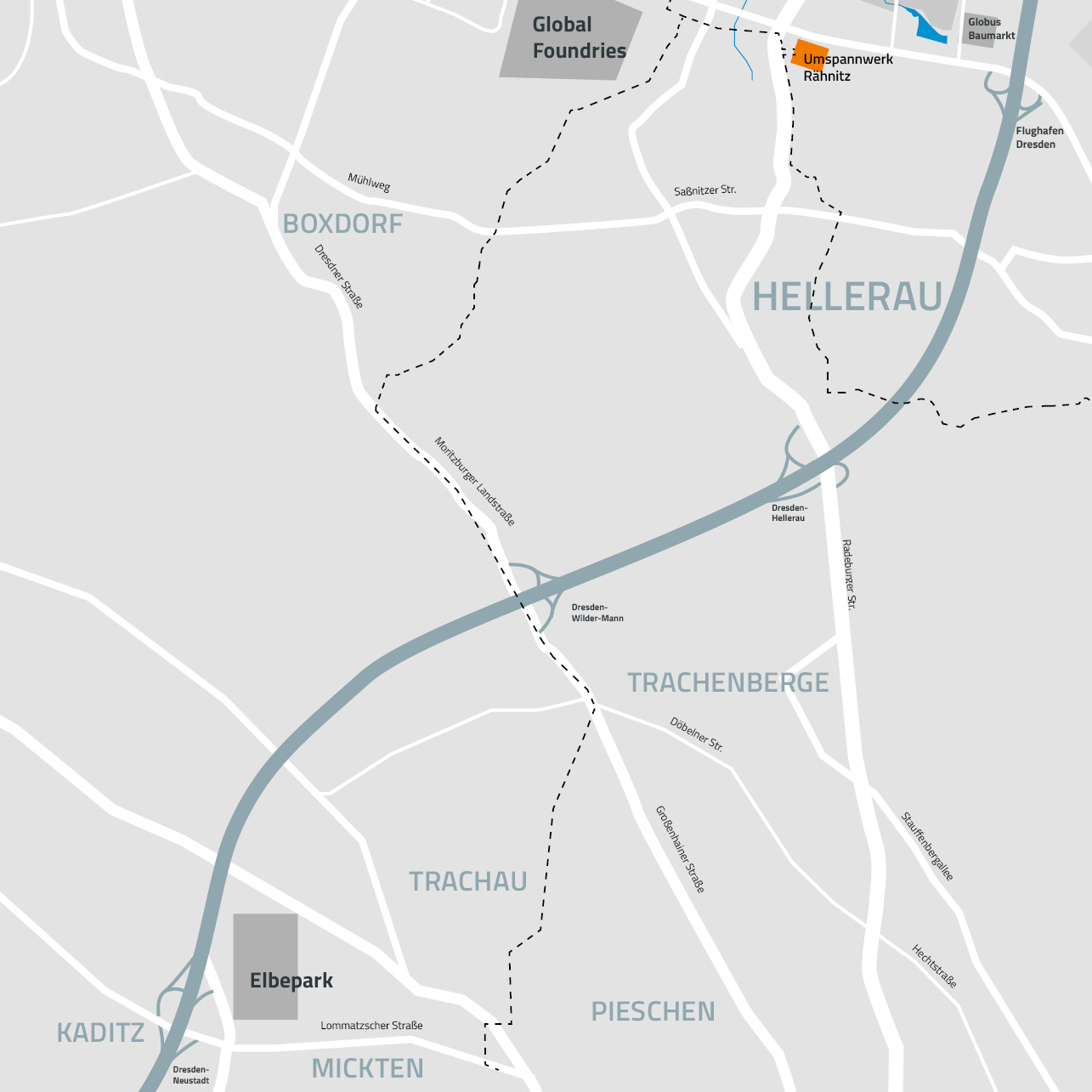 Die Hochspannungstrasse zwischen Mickten und Rähnitz wird 7,4 Kilometer lang sein. Quelle: SachsenEnergie, Stand: 6. August 2025