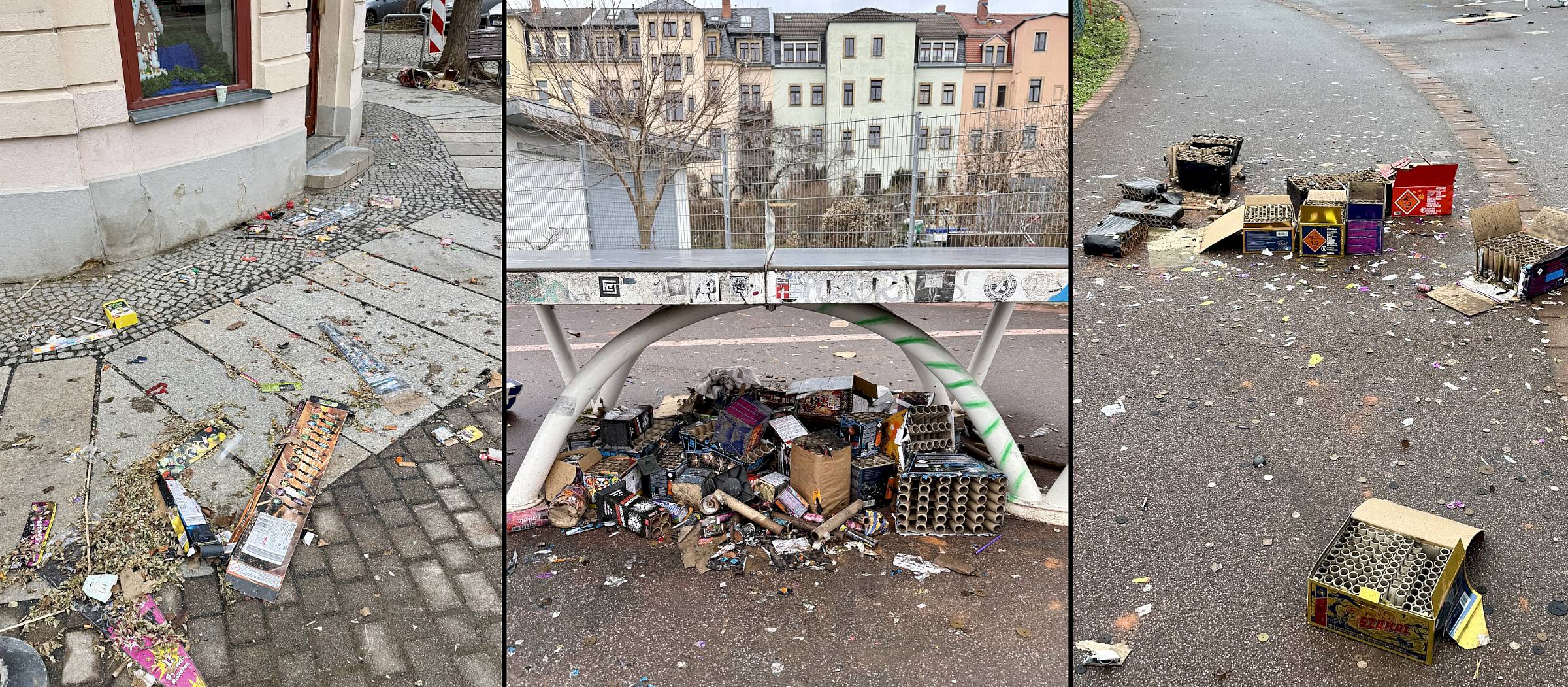 Silvestermüll auf Straßen und Plätzen - Foto: IG Schöner Pieschen