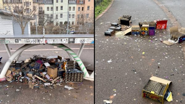 Silvestermüll auf Straßen und Plätzen - Foto: IG Schöner Pieschen
