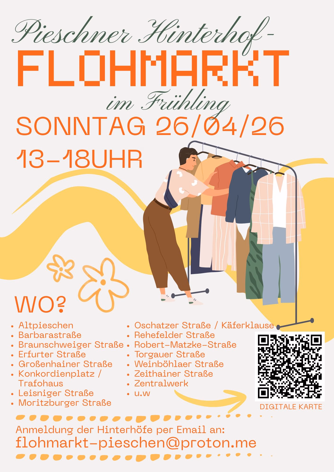 Die Nachbarschaftsinitiative organisiert den Hinterhof-Flohmarkt nun zum dritten Mal. "Es ist schön zu hören, dass hierbei Nachbarn miteinander in Kontakt kommen, die sich noch gar nicht kennen", so Robin von der Initiative. Quelle: Pieschner Hinterhof-Flohmarkt