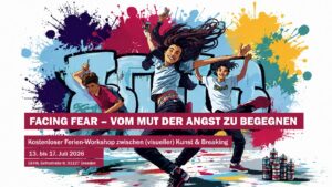 Kostenloser Ferienworkshop für Jugendliche in der GEH8 Vom Mut der Angst zu begegnen. Grafik: GEH8